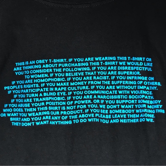 Obey Propaganda Tee Respect Humanity T-shirt Black Blue Crewneck Large Unisex - Picture 2 of 8